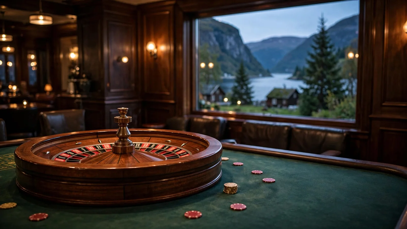 Roulettehjul på et elegant casinobord i Norge